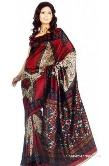 Sunaina Striped Silk, Synthetic Sari Sunaina Striped Silk, Synthetic Sari